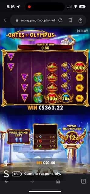 Gates of Olympus 2000x Win During Free Spins (Pragmatic)