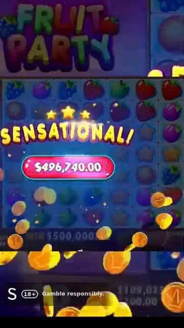Fruit Party 5000x Bonus Free Spins Hit in 2 Spins