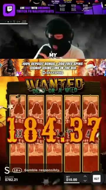 Wanted Dead or a Wild 5000x Full Screen Payout