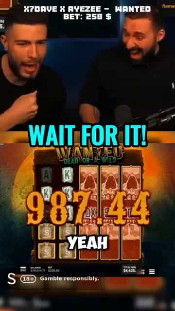 x7dave wanted dead or a wild: 6600x Multiplier Win