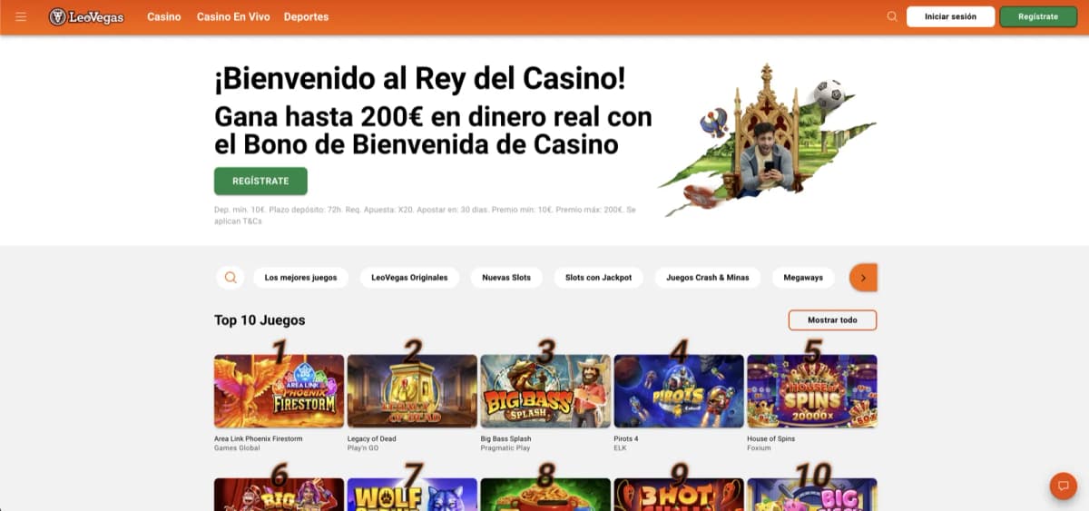 LeoVegas Casino mobile-first homepage featuring lion mascot, award-winning app interface, live casino tables and exclusive slot games collection