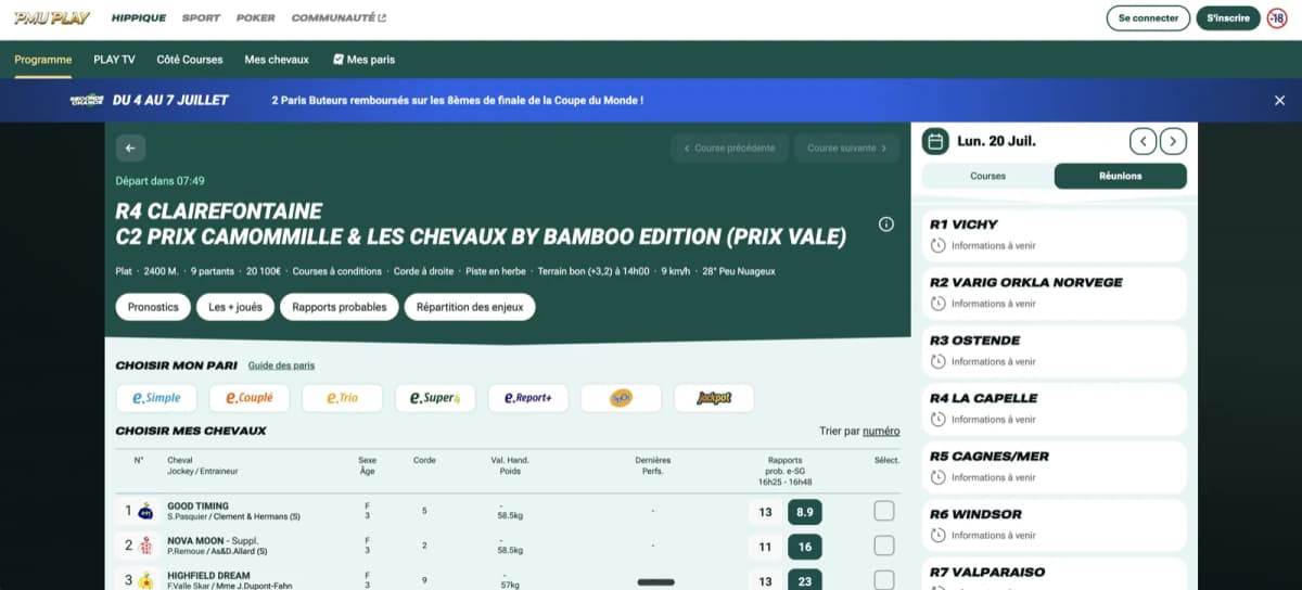 PMU French horse racing and betting platform