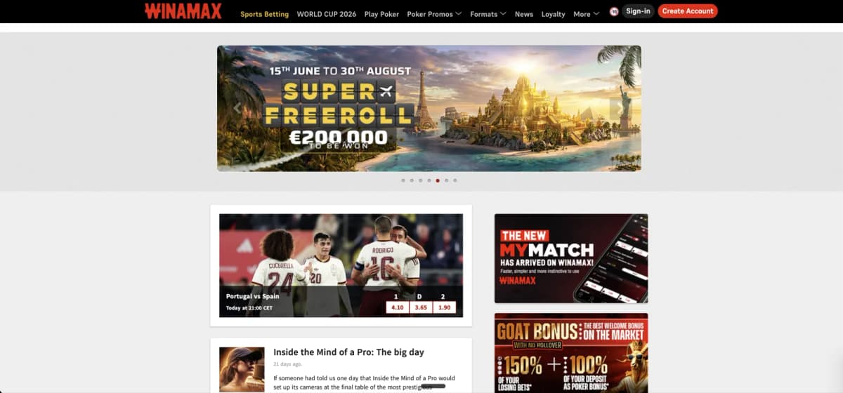 Winamax French poker and sports betting platform